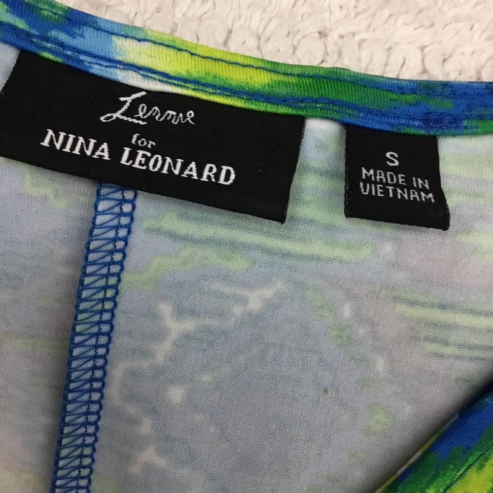 Lemmie for Nina Leonard Green Blue Medallion Vacation Resort Dress size S - Picture 8 of 8